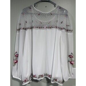 Cato womens white embroidered blouse floral 18/20